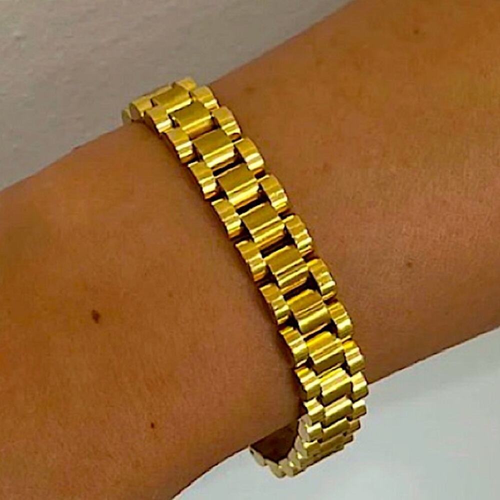 Gold Link Watch Band Bracelet Chain Link Unisex